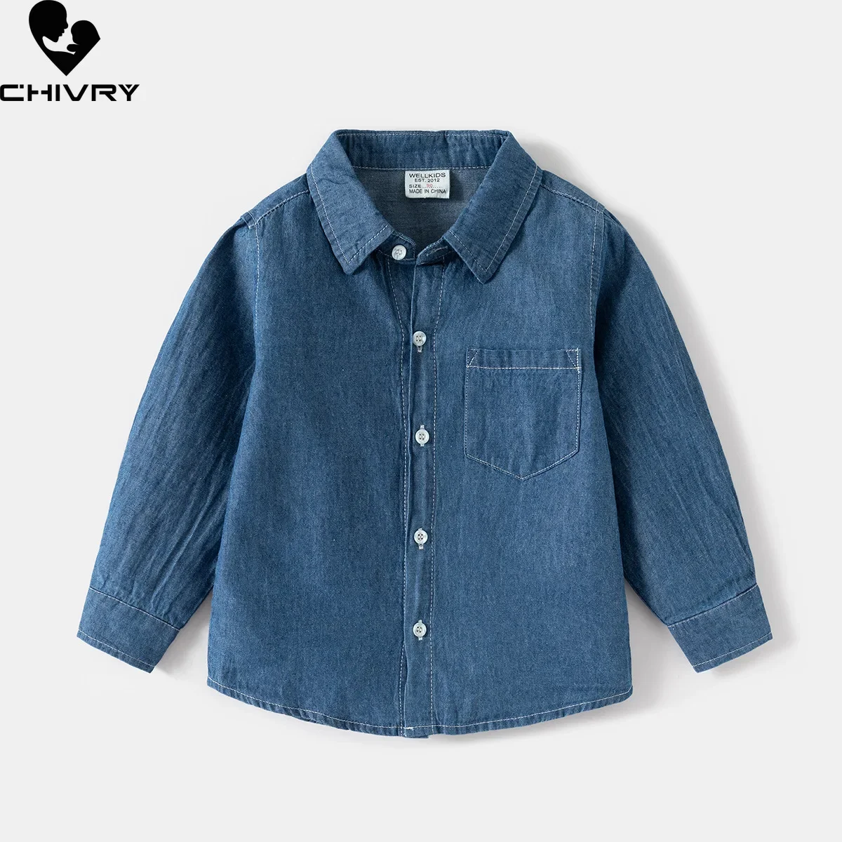 

Boys Classic Denim Shirts New 2024 Spring Autumn Children Fashion Long Sleeve Lapel Solid Denim Shirt Tops Kids Casual Clothing