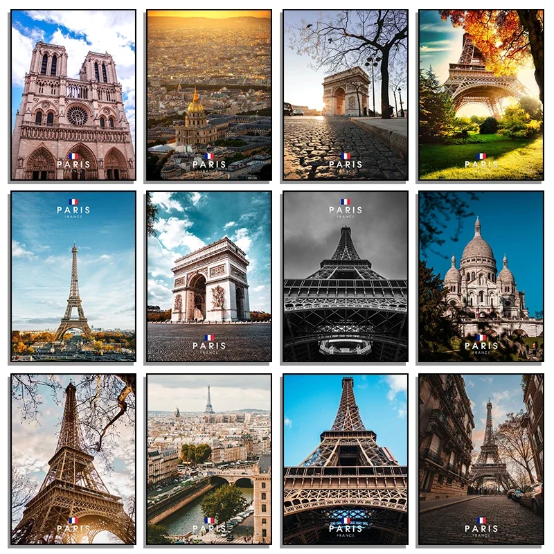 1 Stück rahmenloses Leinwandbild, modernes Stadtbild von Paris, nordische Poster, Wandkunst, hochauflösende Bilder für das Wohnzimmer.