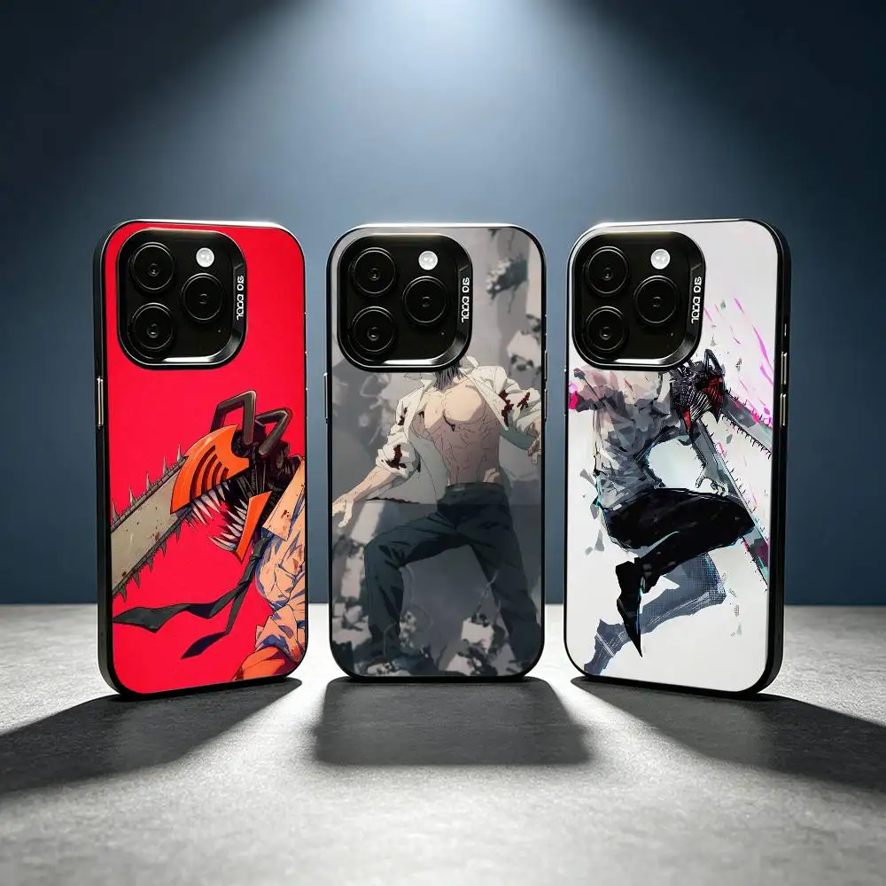Classic Anime C-Chainsaw M-Man Silver Gray Soft Protective Back Shell Fits iPhone 11,12,13,14,15,16,17 Pro Max Plus Air Mini