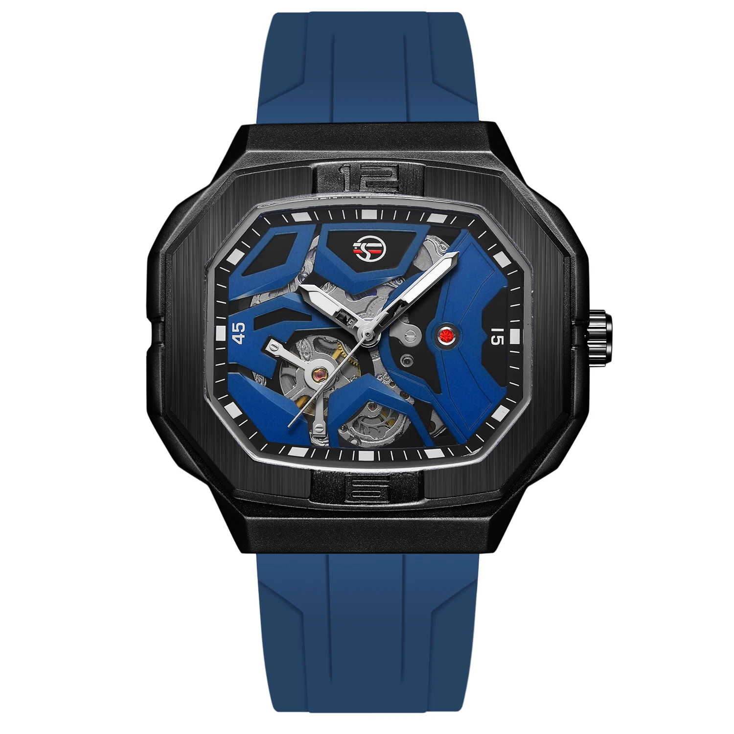 

FORSINING квадратный скелет механические настоящие мужские часы с автоматическим механизмом белые спортивные водонепроницаемые роскошные мужские часы