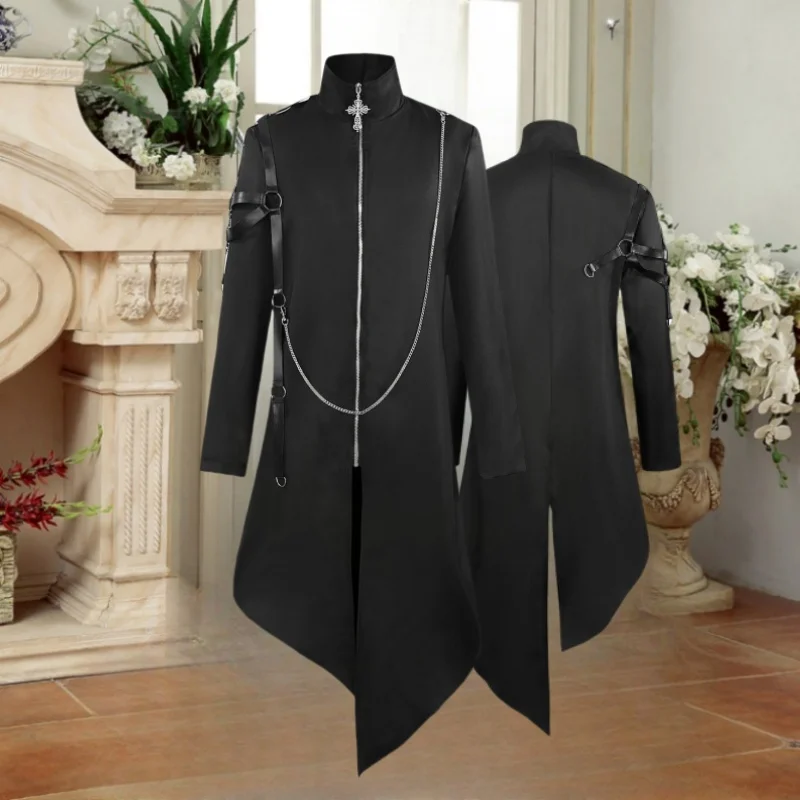 

Halloween Medieval Renaissance Punk Coat Performance Dress Retro Gothic Long Dress Coat
