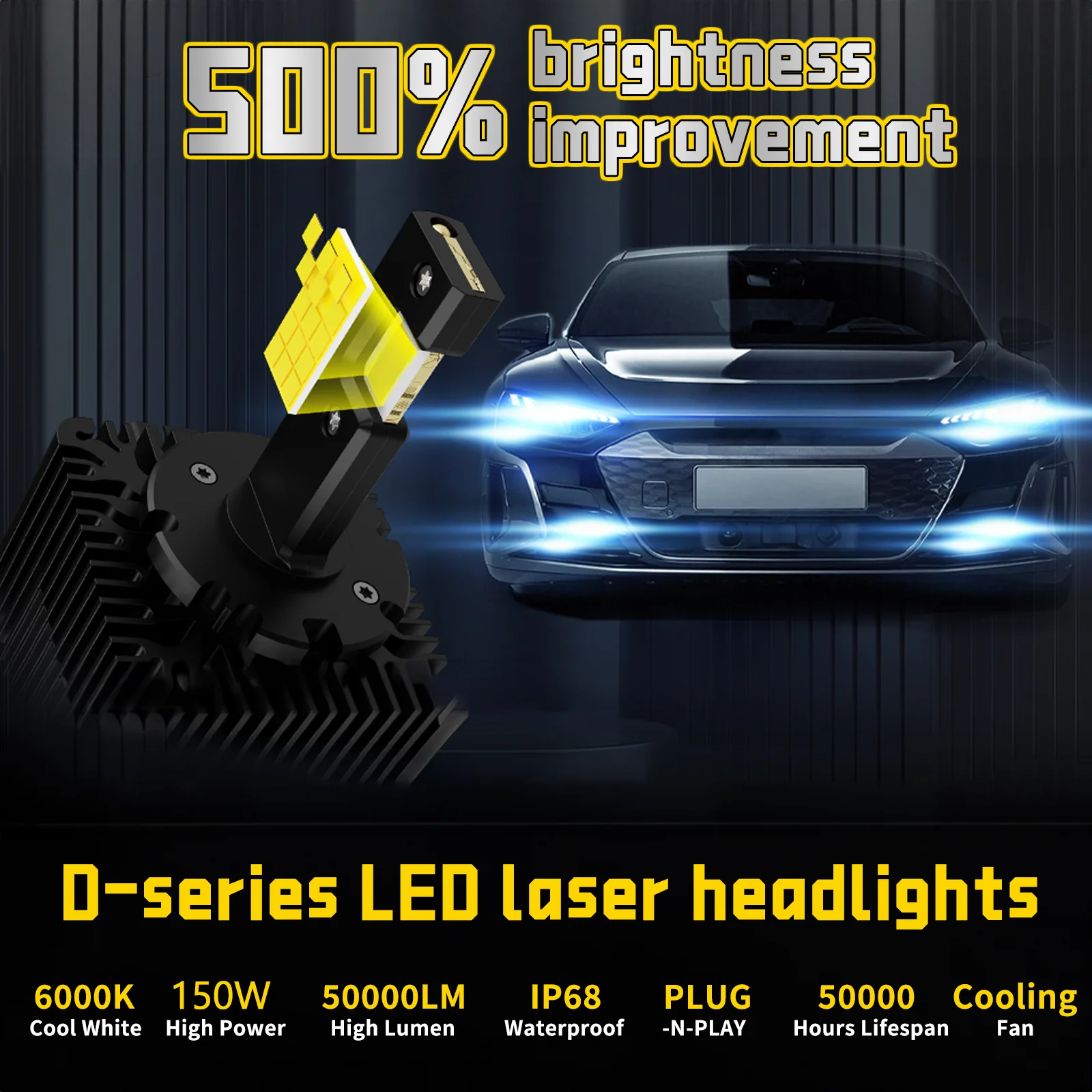 D1S D3S LED Headlight Bulbs HID High Low Beam D2S D4S D8S Led Canbus Xenon Bulbs Turbo LED Auto Headlamp 30PCS Chips 6000K 12V