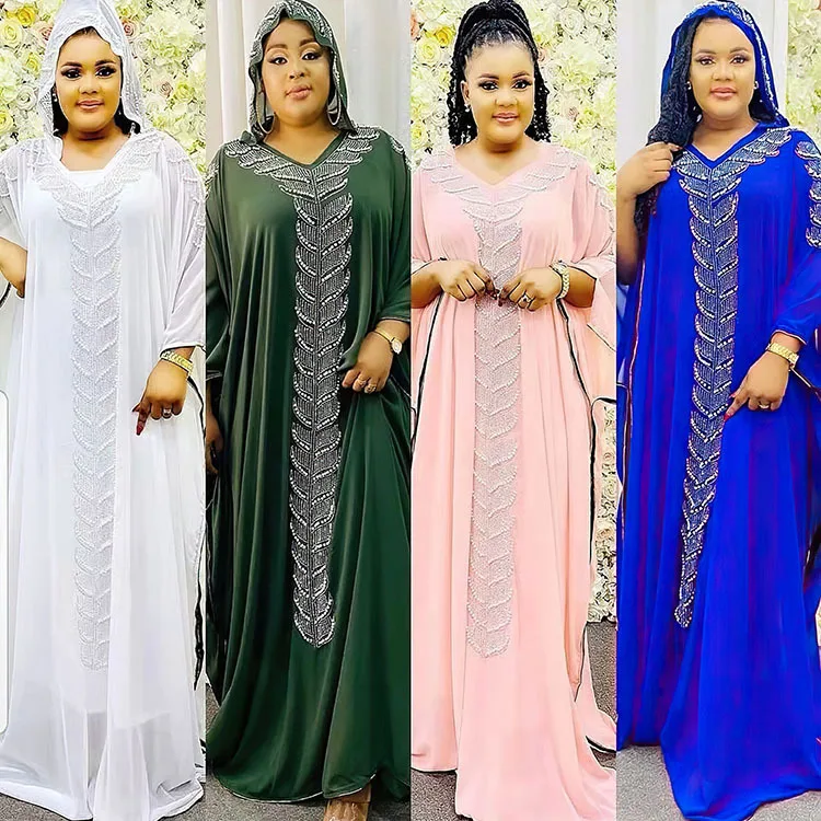 Women Eid Muslim Abaya Ramadan Morocco Hooded Inner Dress Abayas Dubai Arab Diamonds Long Robe Loose Modest Kaftan Islam