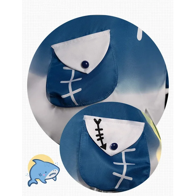 LQHololive Gawr Gura Cosplay ENG Shark زي Youtuber ملابس مضحكة لحفلات الهالوين وأعياد الميلاد ملابس ذيل للنساء