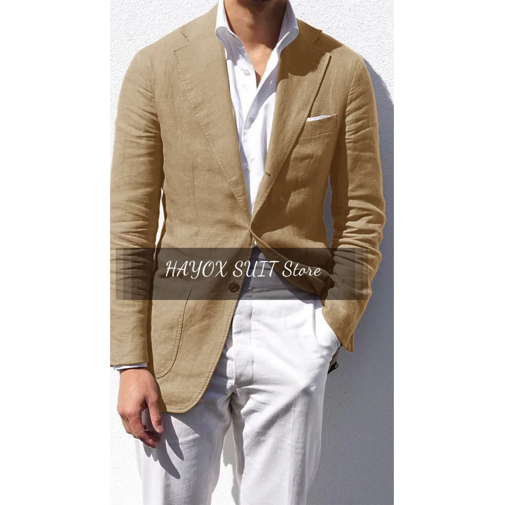 Veste en Lin et Coton pour Homme, Tissu Élégant, Mince, Confortable, Respirant, Mode Travail, Été