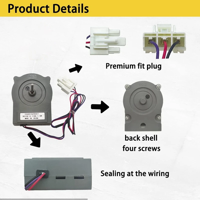 EAU61524007 Refrigerator Evaporator Fan Motor For LG Kenmore Refrigerators Replace EAU60694510 EAP10058947 PD00006349