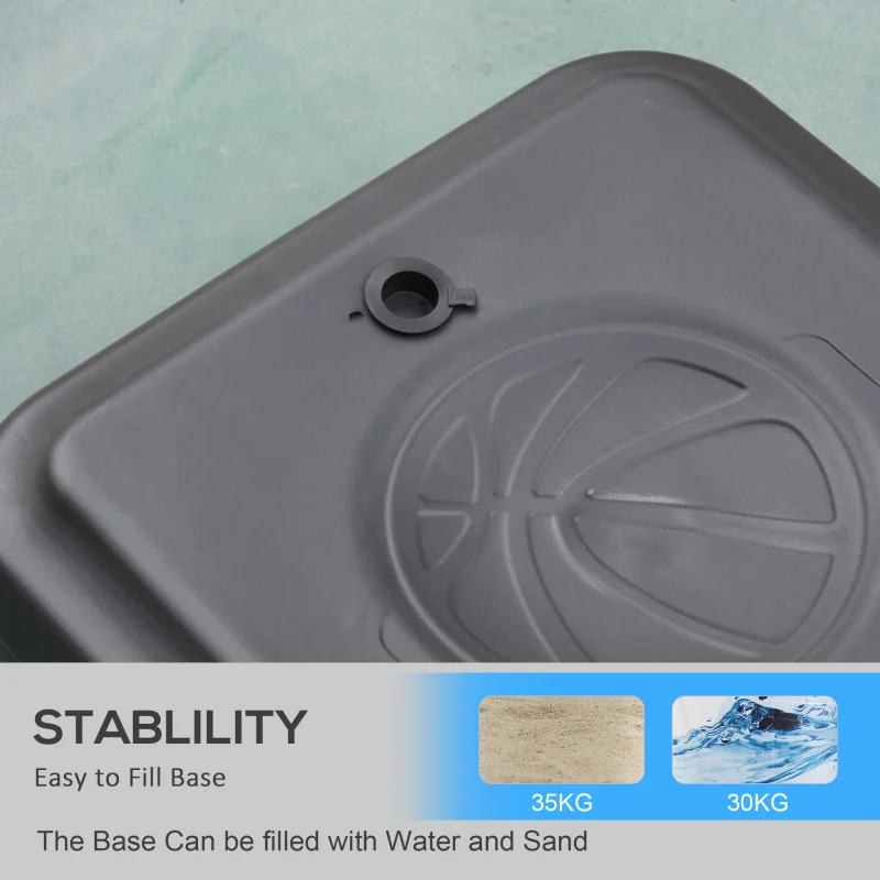 Aosom Poolside Basketball Hoop Stand Portable Basketball System Goal,  Adjustable Height 3'-4', 30 Backboard