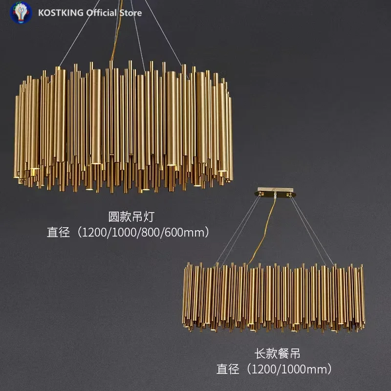 Postmodern Light luxury  Chandelier Nordic Living room  Model room cafe bar Decorate Light simple stainless steel Hanging light