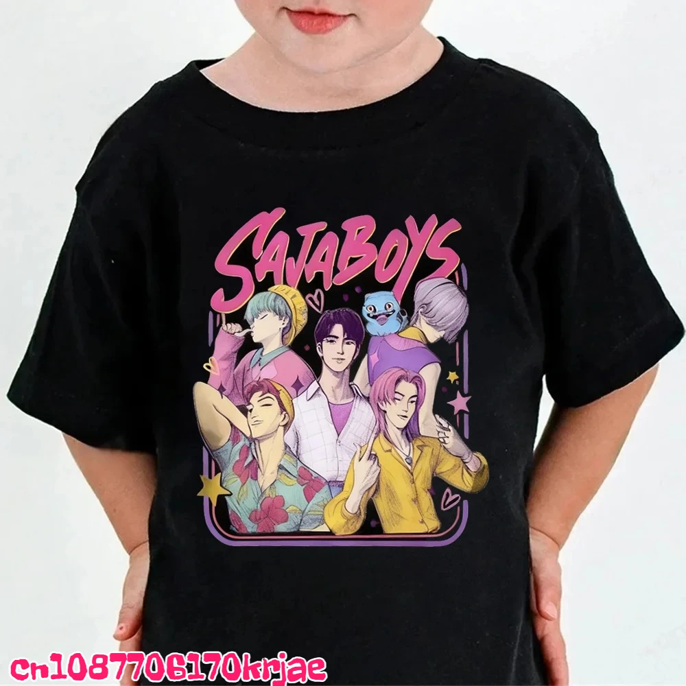 تي شيرت Kpop Demon Hunters للأطفال بأكمام قصيرة تي شيرت Saja Boys Kdis تي شيرت لطيف Kpop Demon Hunters Harajuku تي شيرت للأولاد والبنات