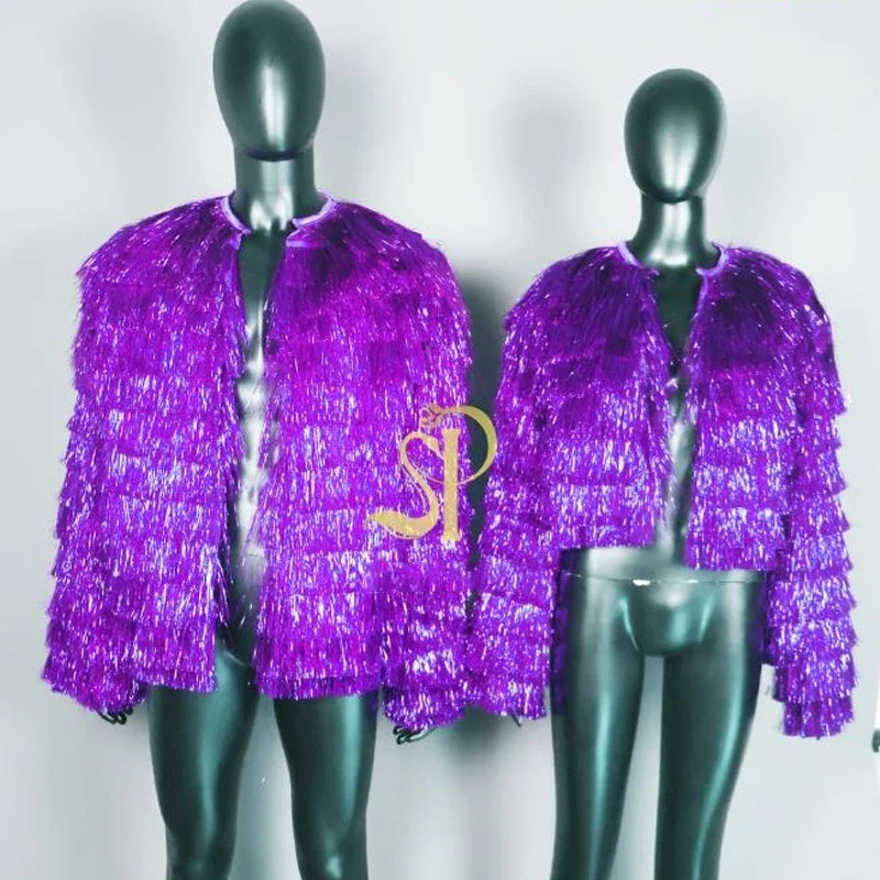 Красочное пальто для джазовых танцев с бахромой, женский костюм танцовщицы Gogo, бар, ночной клуб, Dj Ds, сценическое представление, праздничный наряд