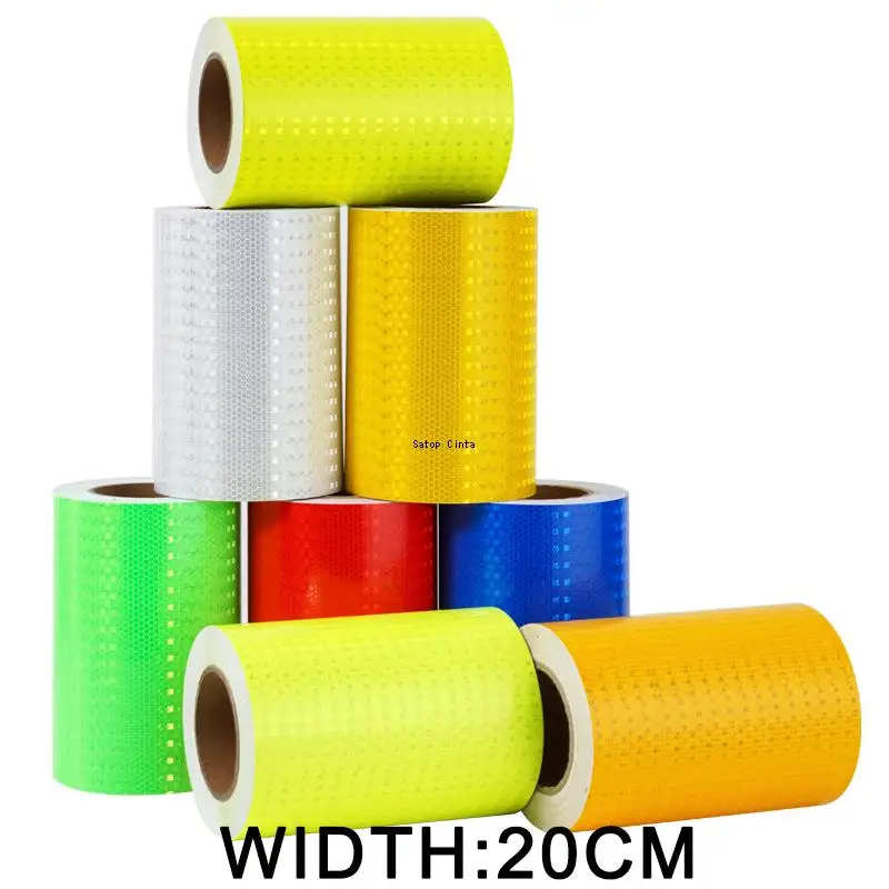 8inch Reflective Warning Tape White Red Yellow Green Blue Waterproof Strips Night Safety Self-adhesive Stickers 5M For Car Truck