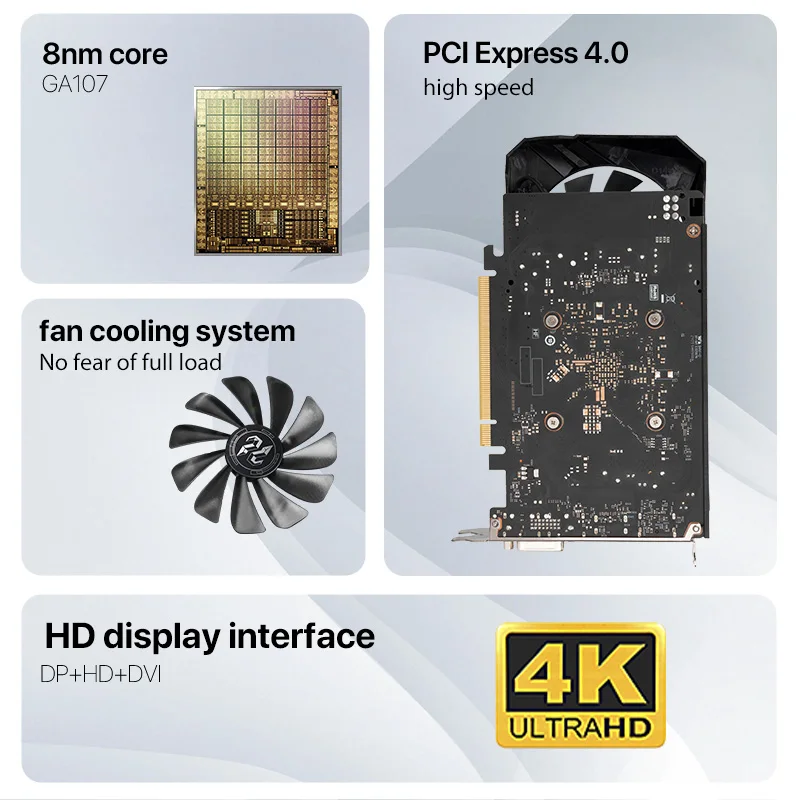 Peladn Gaming RTX 3050 8G Graphics Card GDDR6 PCI Express 4.0 Video Card Single-fan Edition view 4