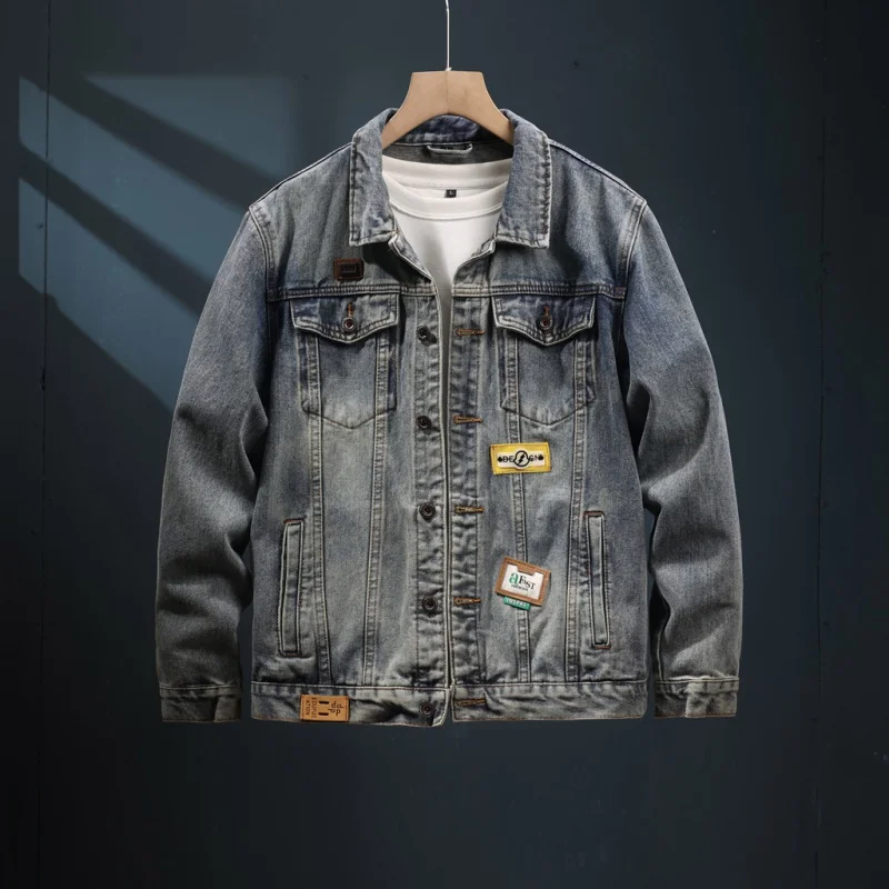 Autumn High-End Denim Jacket Men 2024 Year Nostalgic Loose plus Size Washed-out Vintage Casual Street Fashion Clothes