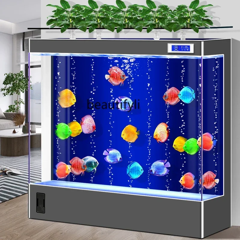 

D80 Fish tank living room new ecological water-free ultra-white glass household light luxury goldfish tank aquarium