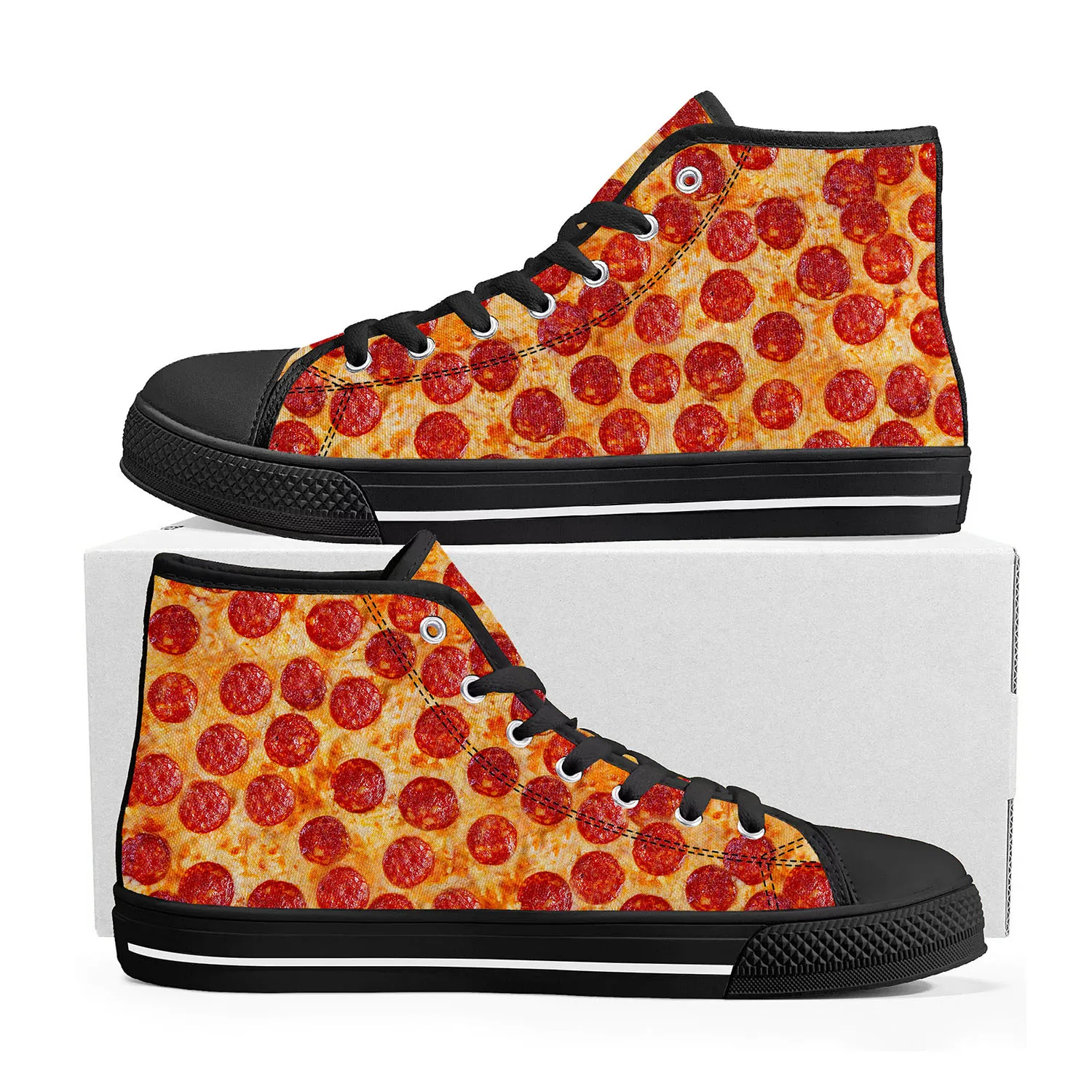 

Patrón de comida deliciosa pizza 3D High Top High Quality Sneakers Mens Womens Teenager Canvas Sneaker Custom Made Couple Shoes