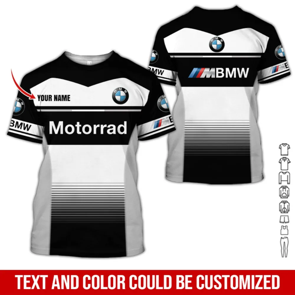 New Unique Design Motorcycle Riding Short Sleeved Sport T-shirts Comfortable Breathable BMW Logo 3D Printed Fashionable Tops