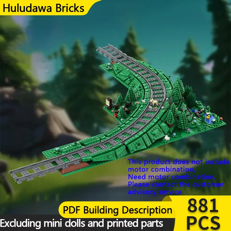 

Street View Model MOC Building Bricks Hiking Path Via Train Track Curve Modular Technology Gifts Holiday Assemble Children Toys