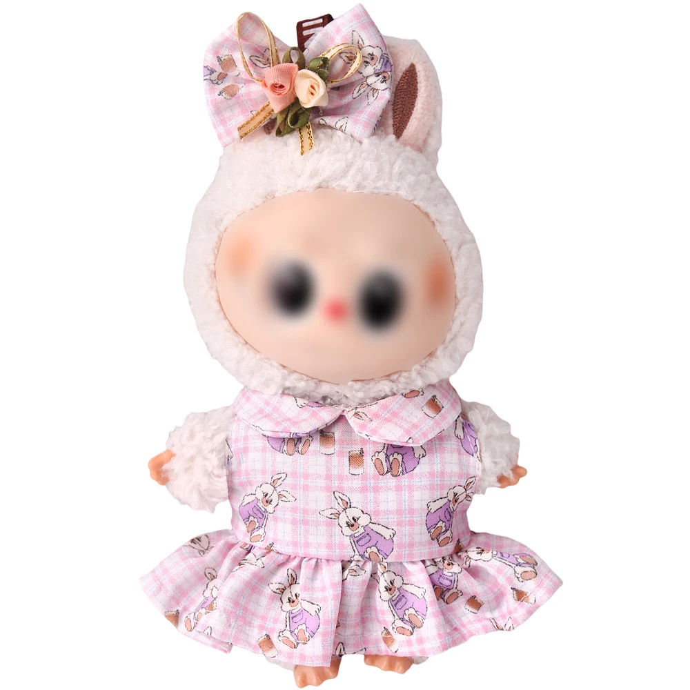 Internet Celebrity Doll 17 Cm DOLL Dress  Clothes For Mini Plush Dolls Korea Kpop Exo Idol Printed Skirt Kid Toys