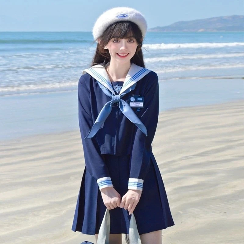 زي مدرسي ياباني للفتيات طقم زي بناتي أصلي على الطراز الياباني تنورة بحار زي يومي للطلاب