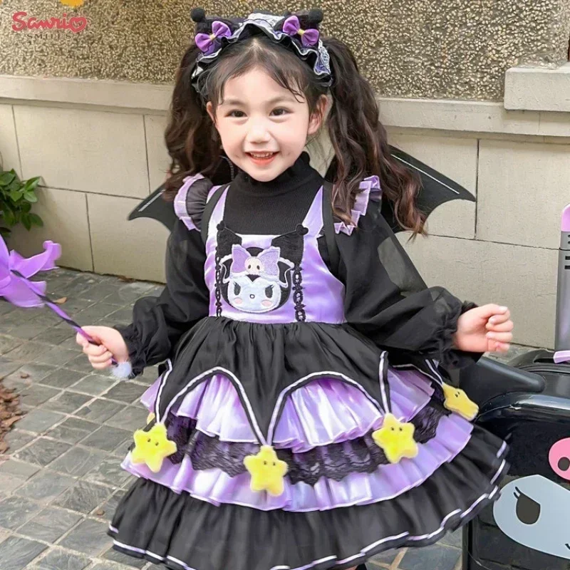 

Anime Sanrio Kuromi Girl Lolita Sweet Princess Dress Girls Skirt Spring and Autumn 2024 Children's Cosplay Birthday Party Gift