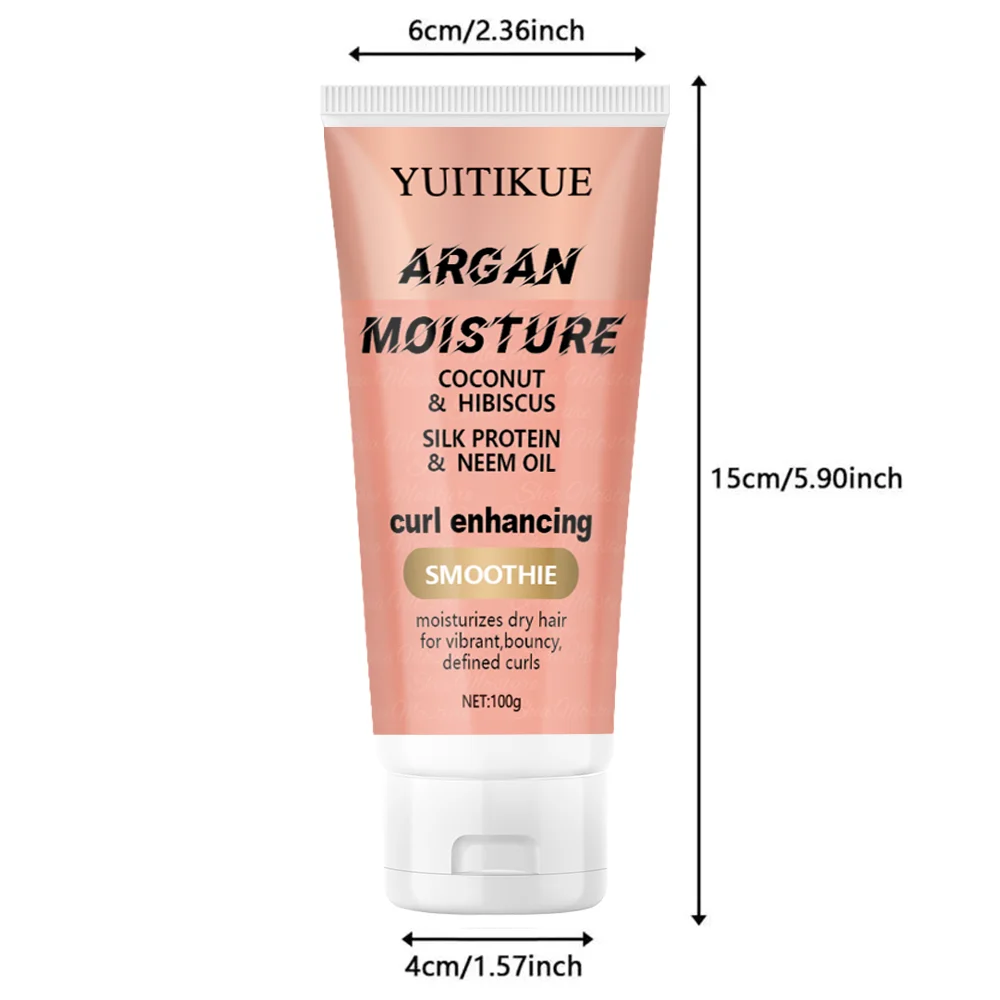 كريم تجعيد زيت الأرغان المغربي وزيت جوز الهند من YUITIKUE، لمعان ونضارة تدوم طويلاً، يعزز تجعيد الشعر.