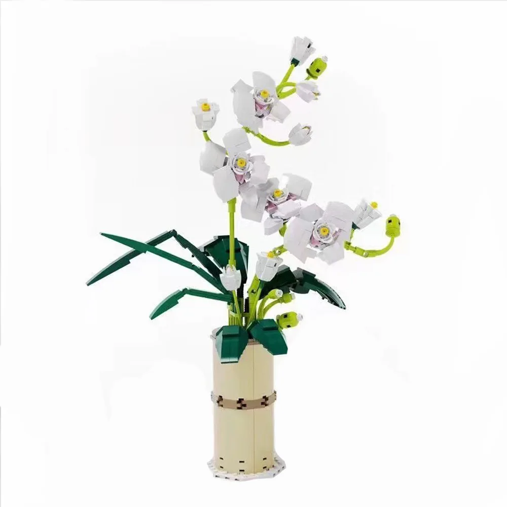 588pcs Creative Butterfly Orchid Flower Bouquet Building Kit Botanical Collection-Contains Vase DIY Building Blocks Set for Girl