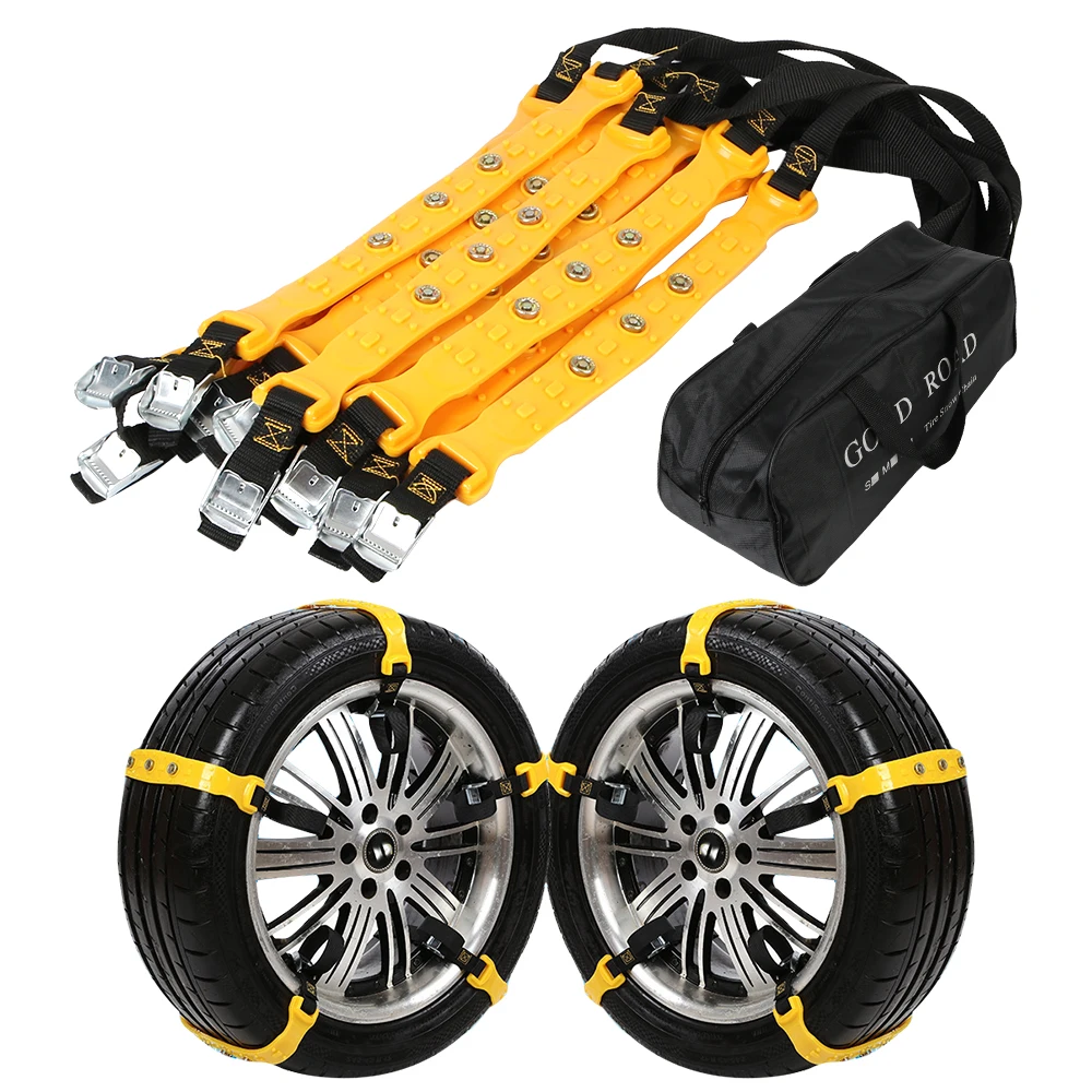 

10pcs/set With Storage Bag Car Wheel Straps Anti-Skid Belt For Snow Mud Ice Auto Tire Chains Safe Driving