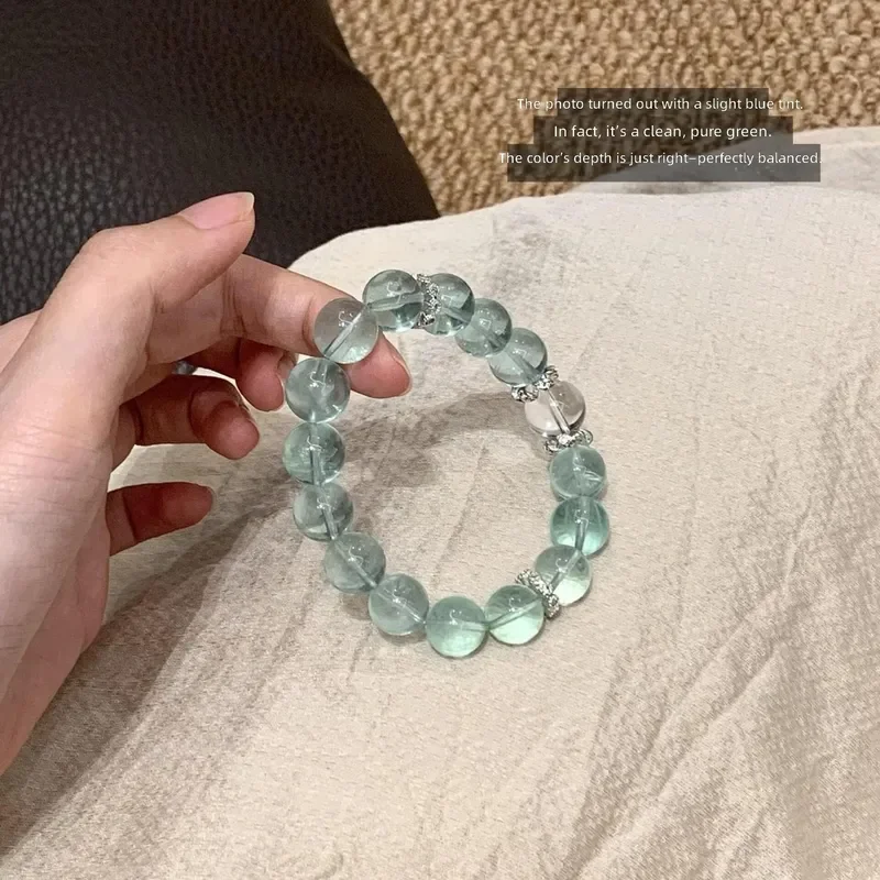 [Mint Green Treasure] Natural Green Fluorite Crystal Bracelet, Healing Department, Fresh Ice Clear Bracelet, Girlfriend Gift