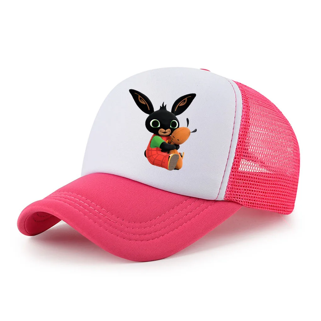 الكرتون بنج أرنب قبعات البيسبول شبكة منحني الصيف Sunhat عادي قابل للتعديل قبعات البيسبول سائق الشاحنة Snapback هدايا عيد ميلاد الاطفال #3
