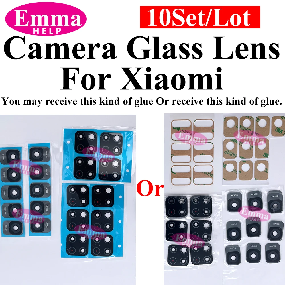 10Set Rear Back Camera Glass Lens For Xiaomi Redmi Note 13 Pro Plus 13Pro 4G 12 12 Pro 11s 12s 11T 5G With Glue Adhesive Sticker