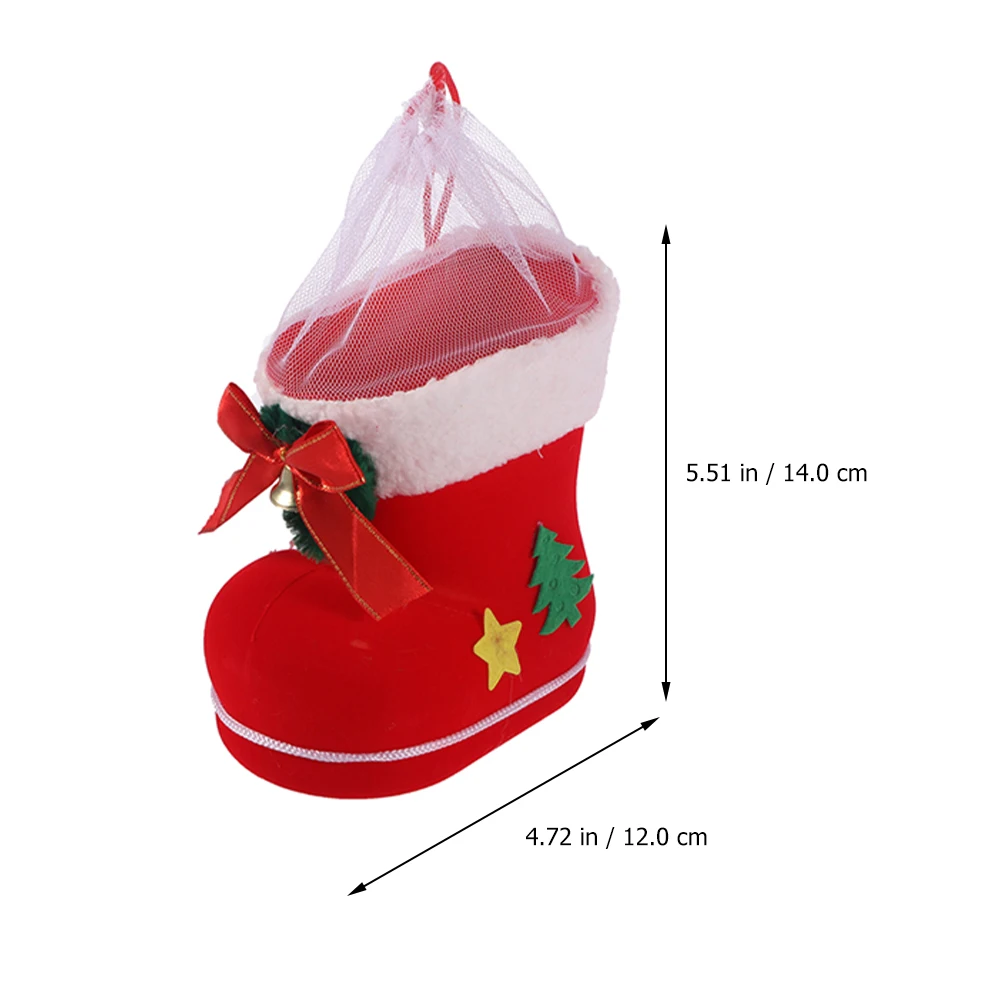 

4 Pcs Candy Gift Boots Christmas Decorations Large Plastic Flocking Hanging Pendants Xmas Tree Ornaments Wall Hanging