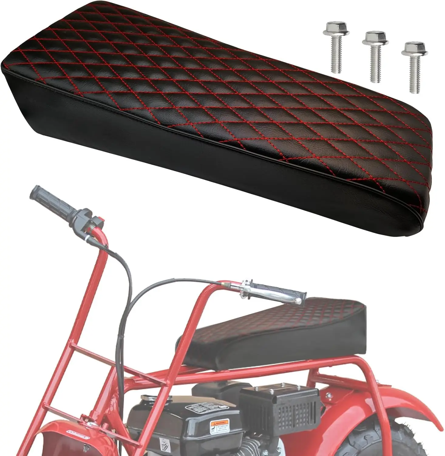 

19" Upgraded Coleman CT200U Seat,Red Stitching Pattern for CT200U-A Mini Bike Seat 200cc Powersports Seats,Replacement Seat Cusi