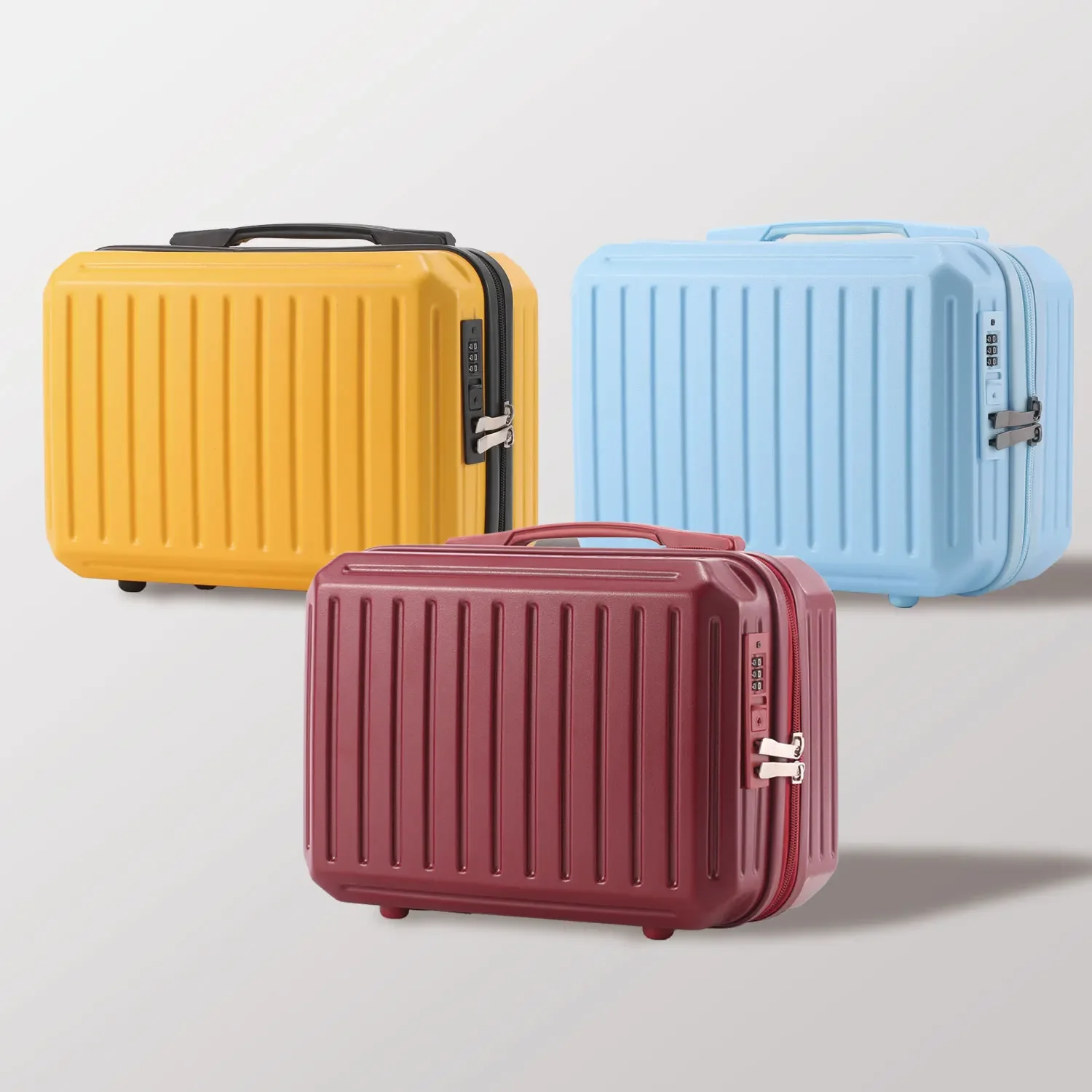 Vertical Patterned Hand Luggage Lightweight And Portable Makeup Box ABS+PC Suitcase Ordinary Password Lock Soft Glue Handle 13in