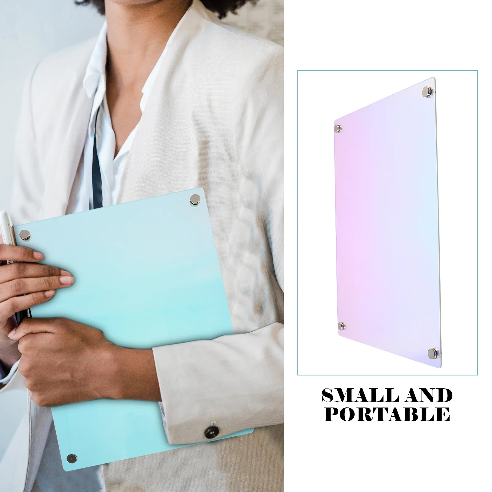 Placa magnética acrílica de apagamento a seco para lembretes de memorando de planejamento de geladeira, pequena, portátil, reutilizável, escrita, fornecimento doméstico