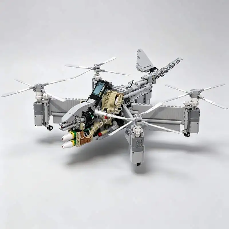 1158PCS Tilting X Winged Hoverbike Sci Fi Vehicle Model DIY Custom Puzzle Building Blocks Creative Assembly Educational Toy Gift