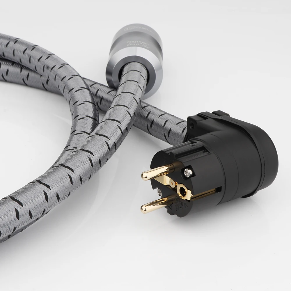 Preffair CRYO-156 Hifi Power Cable OCC Schuko Power Cord Audiophile AC US/EU 90 degrees L Shape Power Plug for CD Amplifier AMP