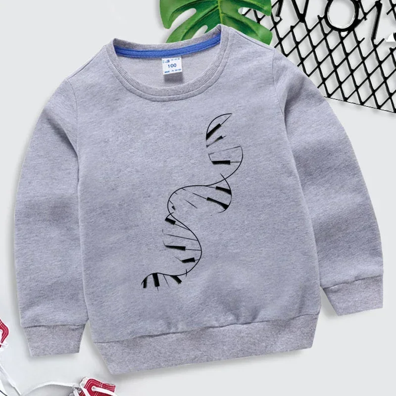 Baby Boys Clothes DNA Piano Print Kids Hoodies Tops Spring Autumn Sweatshirts Funny Long Sleeve Top Fashion Children\'s Clothing