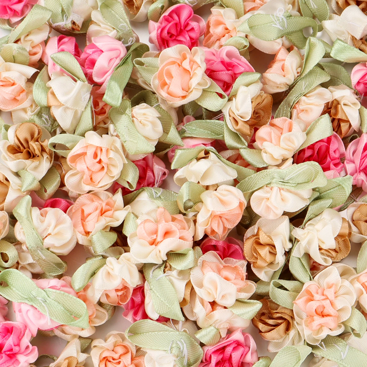 10Pcs/Lot Polyester Fabric Flowers Artificial Carnation With Leaf For DIY Crafts Sewing Supplies Clothing Headwear Decoration