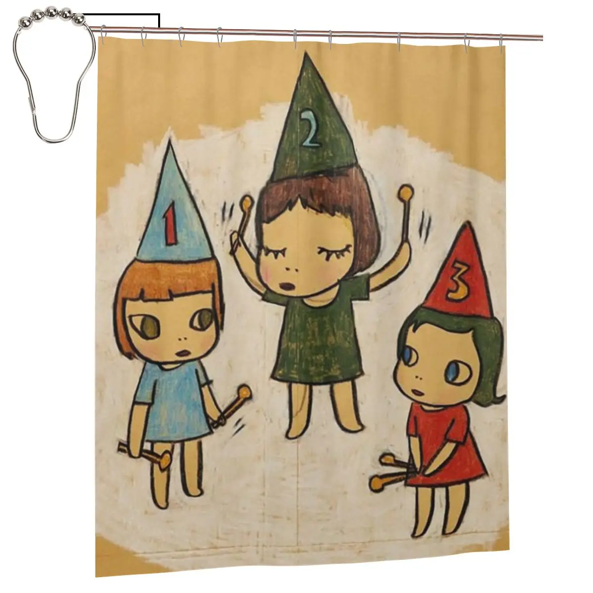 

Funny Yoshitomo Nara Shower Curtain Bathroom Polyester Waterproof Bath Curtains with Hooks