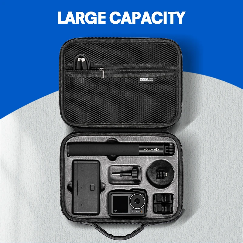 STARTRC Carrying Case for DJI Action 4 Storage Case PU Leather Hard Case for DJI Osmo Action 3 Camera Accessories Handbag