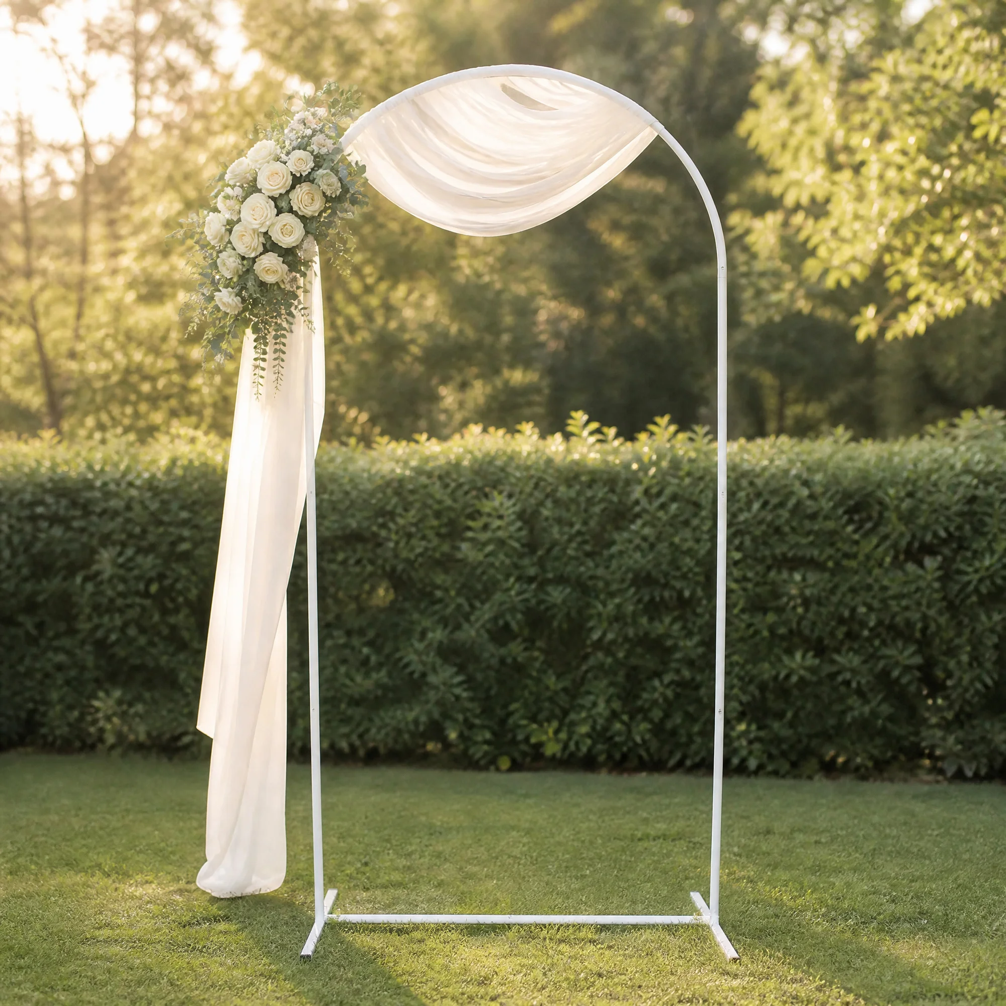 White metal arch backdrop stand balloon arch frame archway wedding arch birthday baby shower photo booth backdrop christmas holiday party decoration floor standing photo backdrop frame