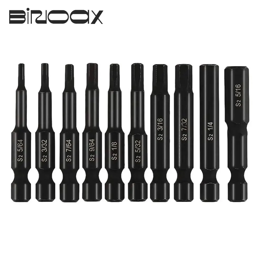 Binoax 10 Pcs SAE/Metric Hex Head Allen Wrench Drill Bit Set 1/4\