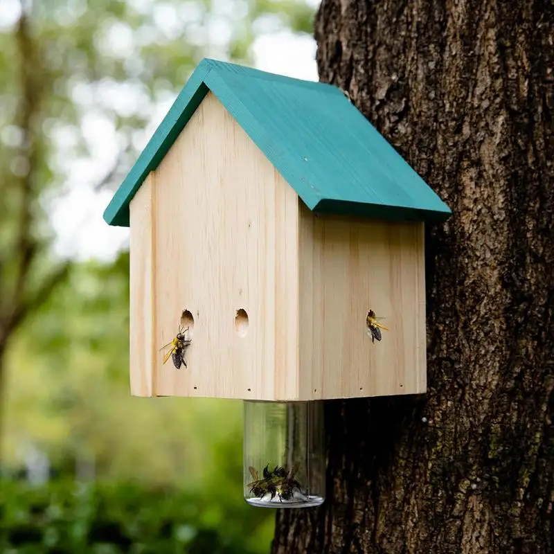 

Nature Wood Cabin Style Carpenter Bee Traps For Outdoors Hang Wood Carpenter Bee Trap Creative Carpenter Bee Traps