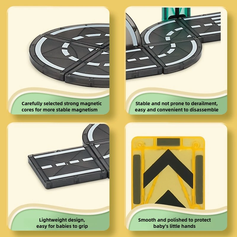 Kreatywna, kolorowa magnetyczna tablica okienna dla dzieci, zestaw do samodzielnego montażu, model ulicy z drogami i samochodami, magnetyczne klocki, układanka, zabawka, prezent dla dzieci.