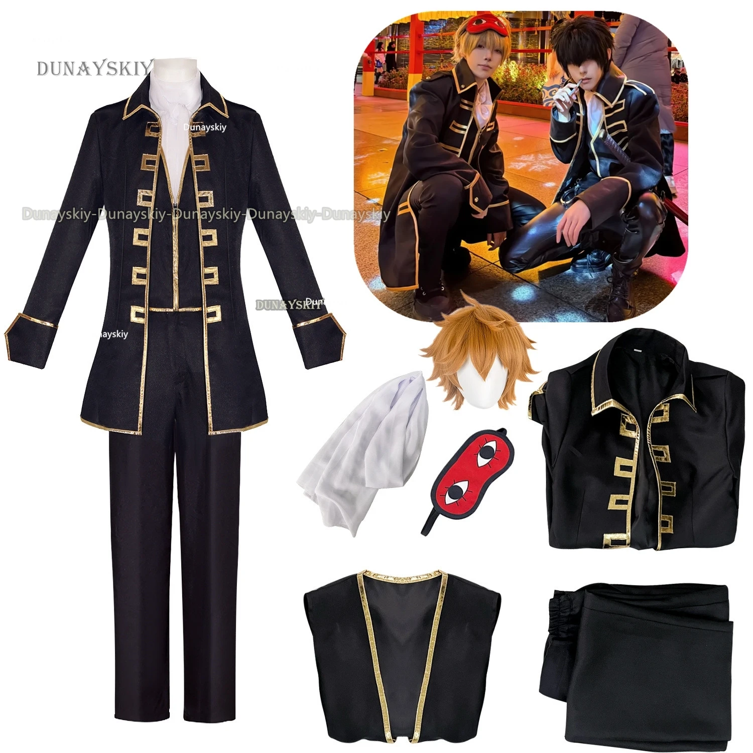 Shinsengumi Cosplay Anime Gintama Cosplay Costume Hijikata Toushirou Kondou Isao uniform Wig Set Party Play Outfit for Men