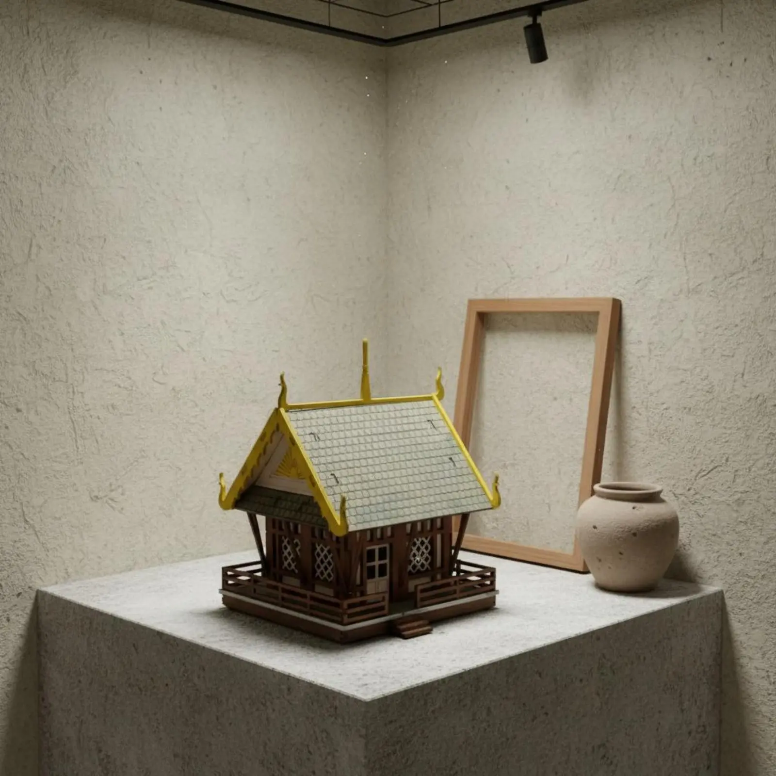 Southeast Asian Temple Model Paintable 1:72 Scale Building Kit DIY Wooden Temple Kit Innovative Design for Miniature Scene