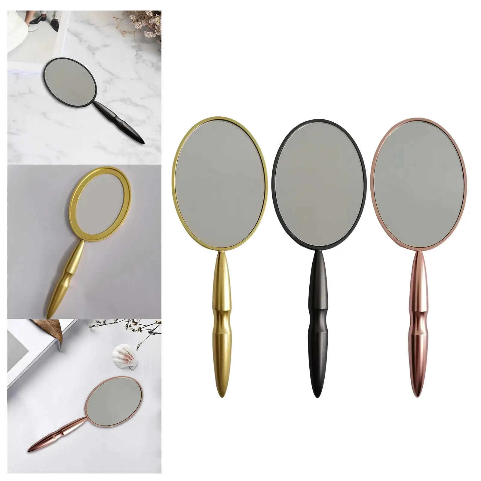 Hand Mirror with Handle Pocket Compact Mirror Oval Makeup Mirror Frame Personal