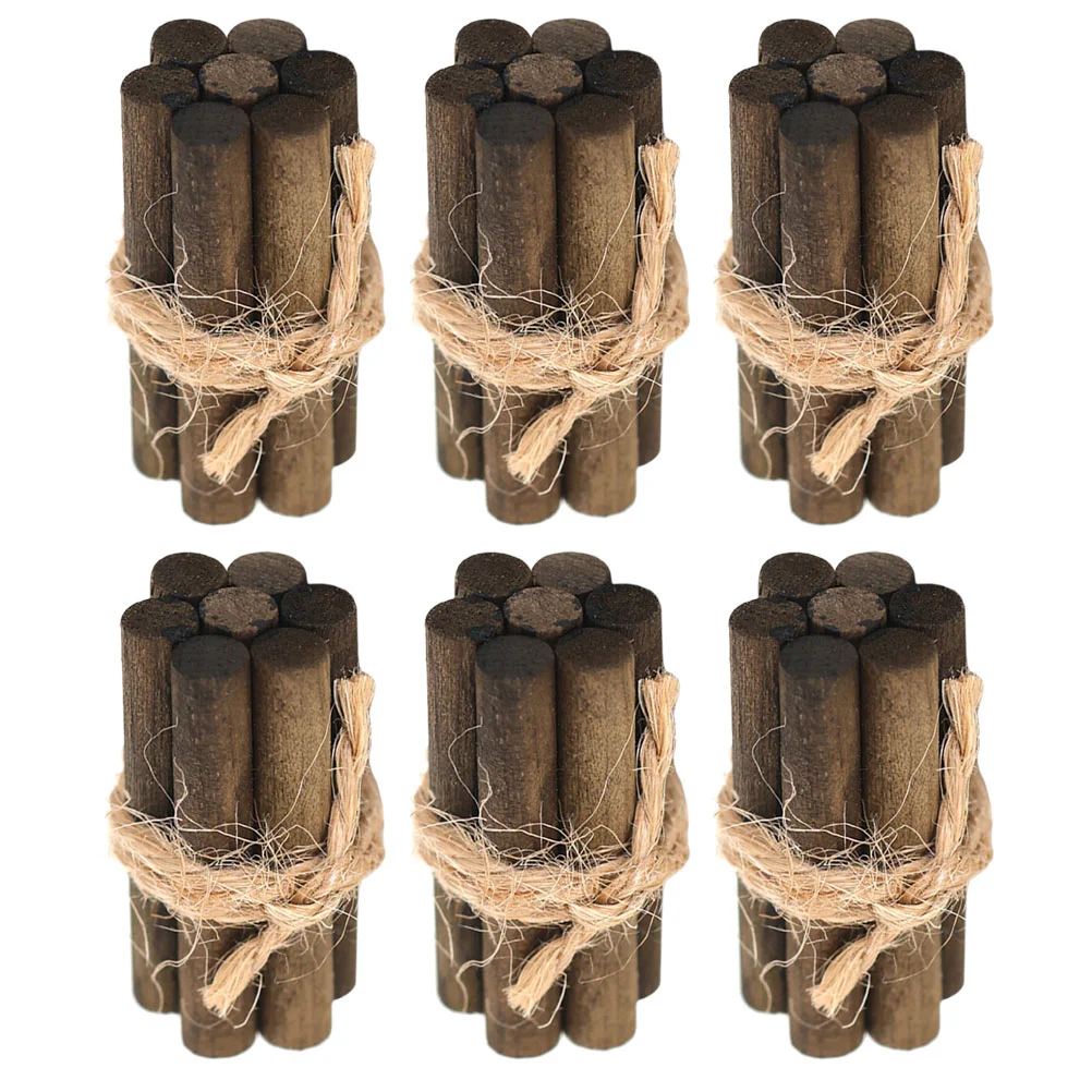 6 Pcs Mini Firewood Decor House Scene Layout Prop Fireplace Supplies Toys Miniature for Wooden