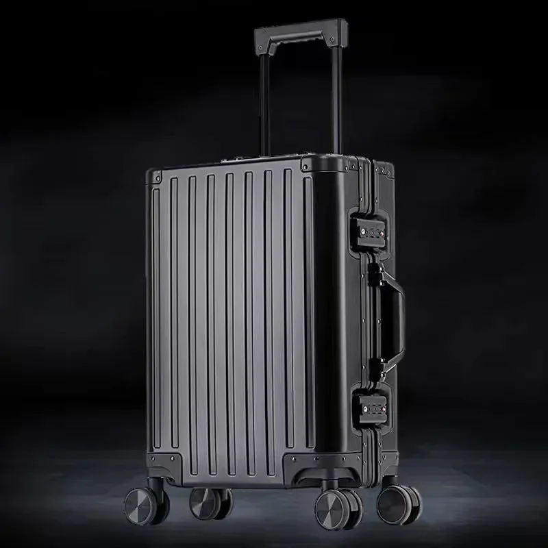 100% alumínio bagagem transportadora 20/24/29 "rolamento bagagem hardside malas cabine carry-on saco de viagem feminino senha trole caso