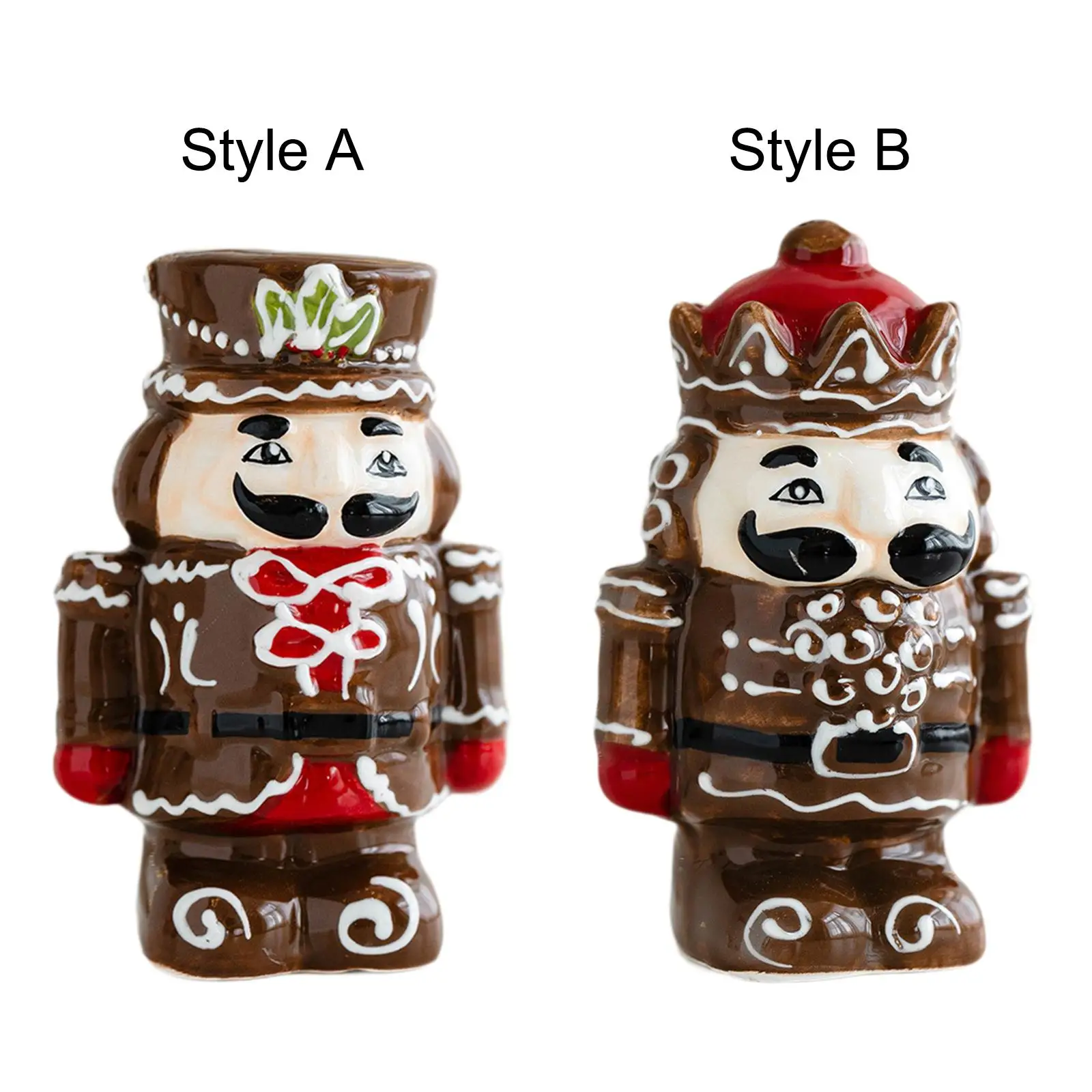 Nutcracker Figurine Salt and Pepper Shaker Festive Home Decor Ceramic Holiday Kitchen and Table Shaker Xmas Spice Bottle